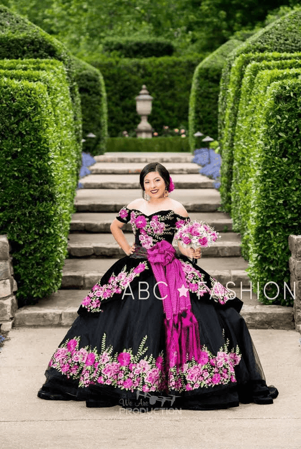Floral charro quinceanera sales dresses