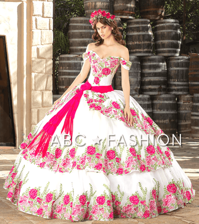 Floral Charro Quinceanera Dress by Ragazza MV33-133