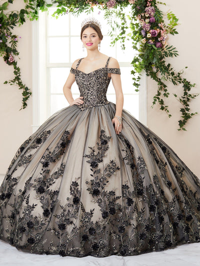 Floral Cold Shoulder Quinceanera Dress by House of Wu 26961