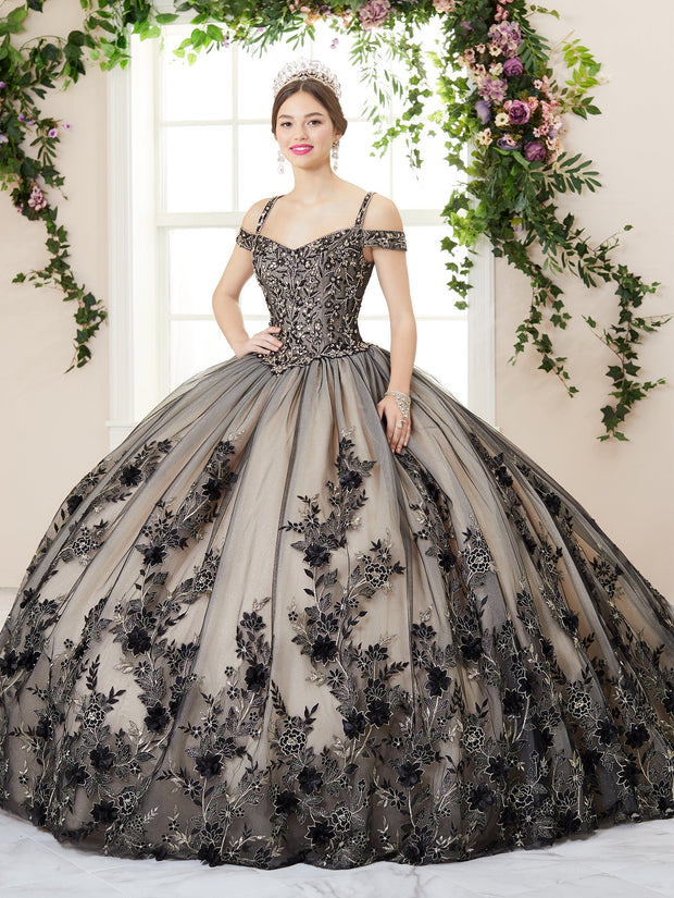 Floral Cold Shoulder Quinceanera Dress by House of Wu 26961
