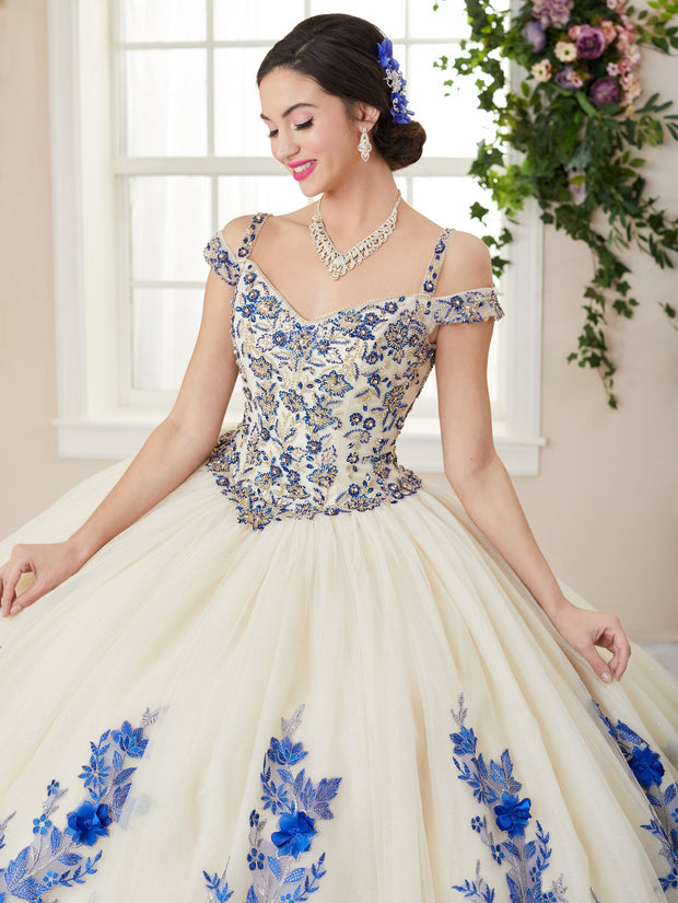 Floral Cold Shoulder Quinceanera Dress by House of Wu 26961