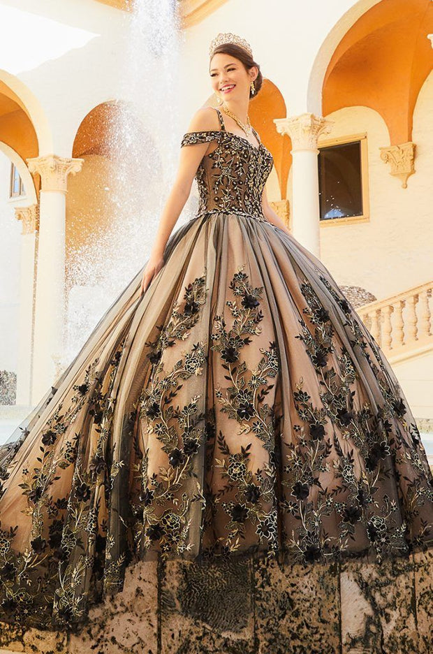 Floral Cold Shoulder Quinceanera Dress by House of Wu 26961
