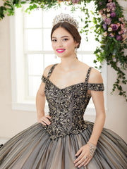 Floral Cold Shoulder Quinceanera Dress by House of Wu 26961