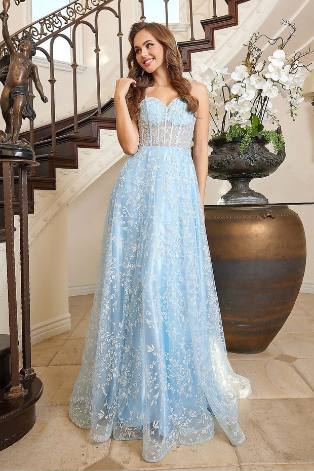 Floral Embroidered Corset A line Gown by Adora 3095 ABC Fashion