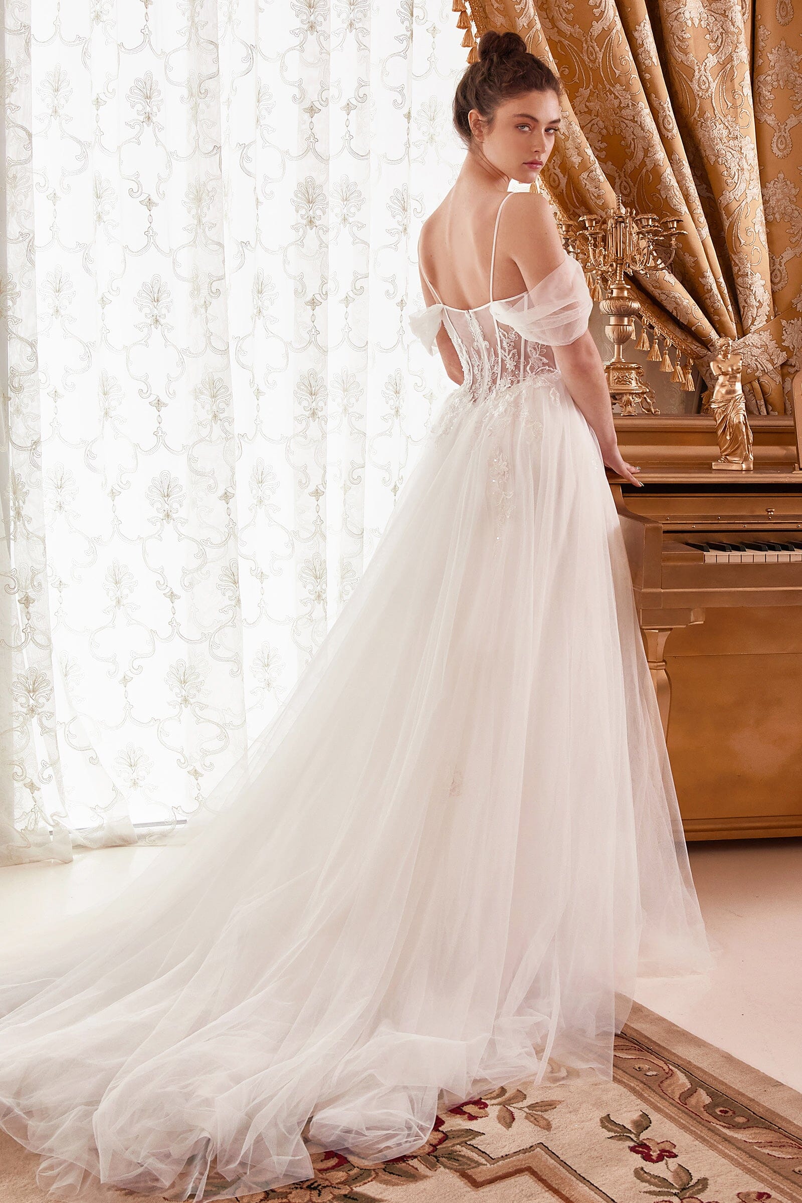 Floral Embroidered Corset Bridal Gown by Ladivine WN307 – ABC Fashion