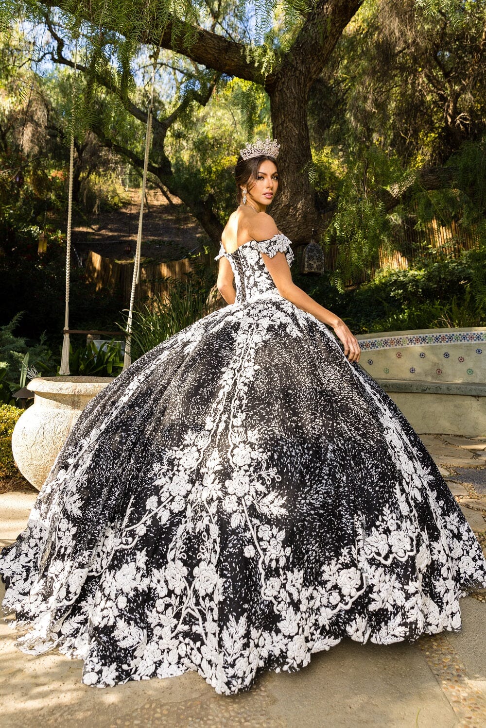 Cinderella Couture 8070J Floral Long Ball Gown Quinceanera Dress - Blue / XL Cinderella Couture 8070J Floral Long Ball Gown Quinceanera Dress - Blue / XL