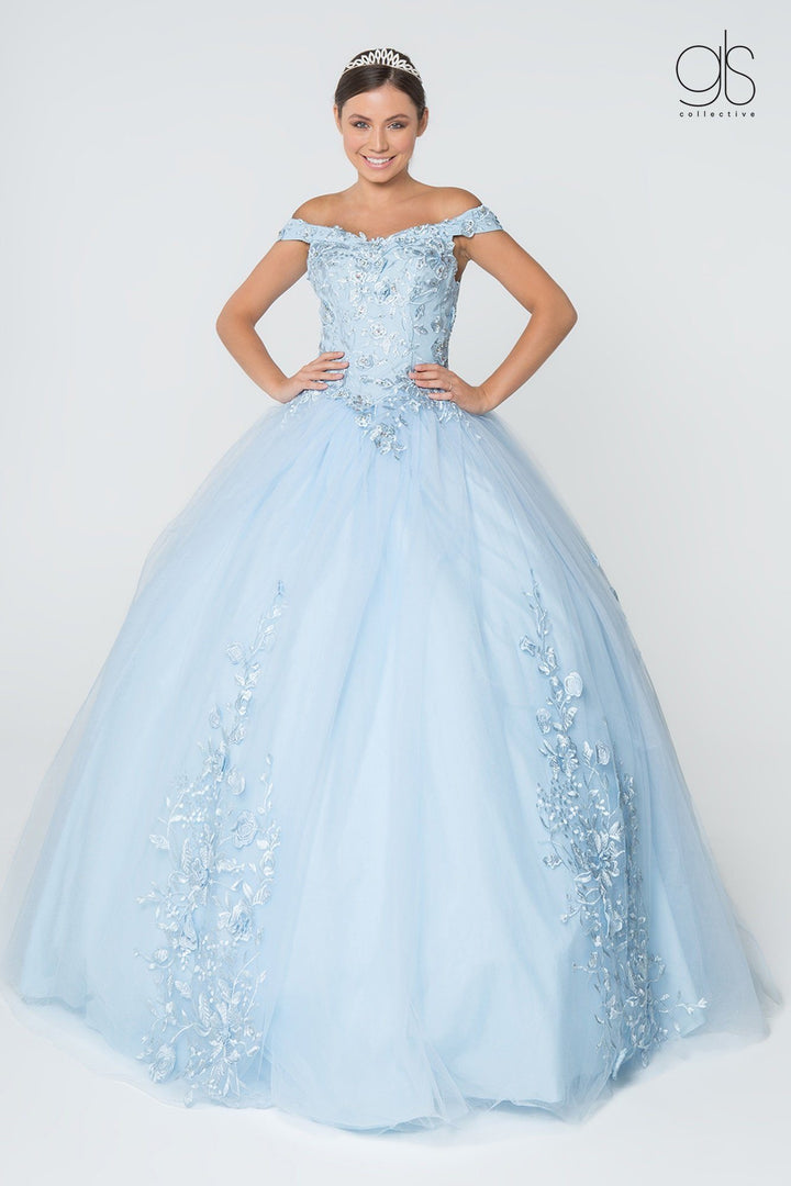 Floral Embroidered Off Shoulder Ball Gown by Elizabeth K GL2802-Quinceanera Dresses-ABC Fashion