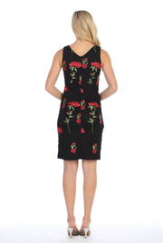 Floral Embroidered Short Sleeveless Dress by Celavie 6336-Short Cocktail Dresses-ABC Fashion