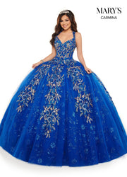 Floral Glitter Lace Quinceanera Dress by Mary's Bridal MQ1073