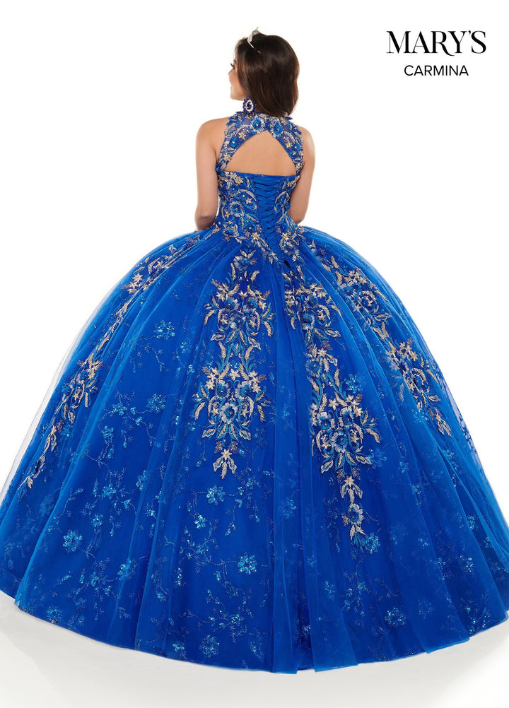 Floral Glitter Lace Quinceanera Dress by Mary's Bridal MQ1073