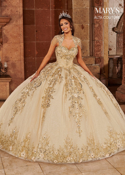Floral Glitter Quinceanera Dress by Alta Couture MQ3071