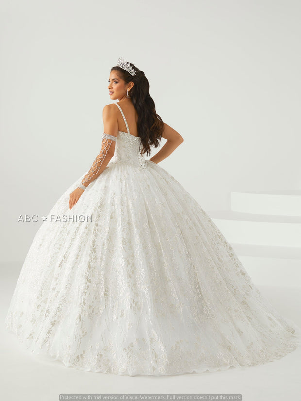 Floral Glitter Quinceanera Dress by Fiesta Gowns 56437