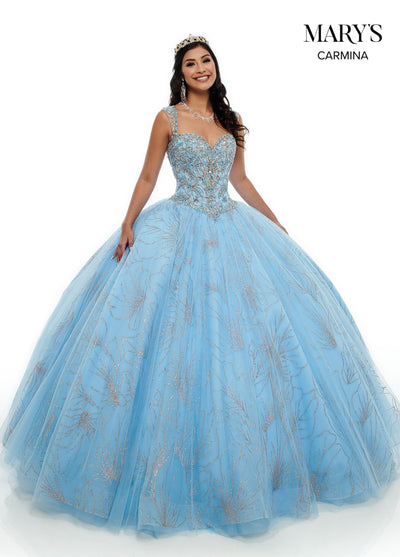 Floral Glitter Quinceanera Dress by Mary's Bridal MQ1063-Quinceanera Dresses-ABC Fashion