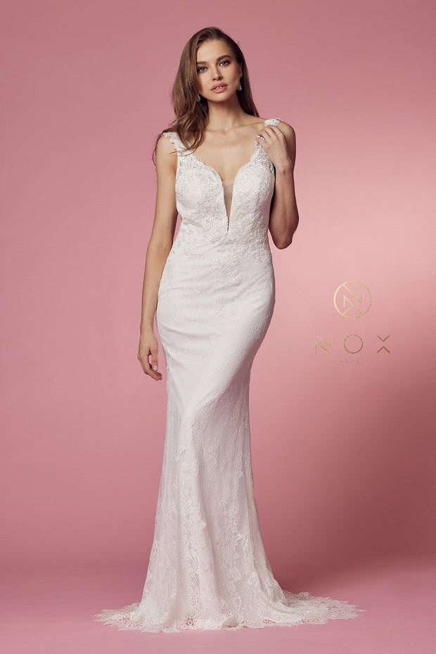 Floral Lace Mermaid Bridal Dress by Nox Anabel JS923