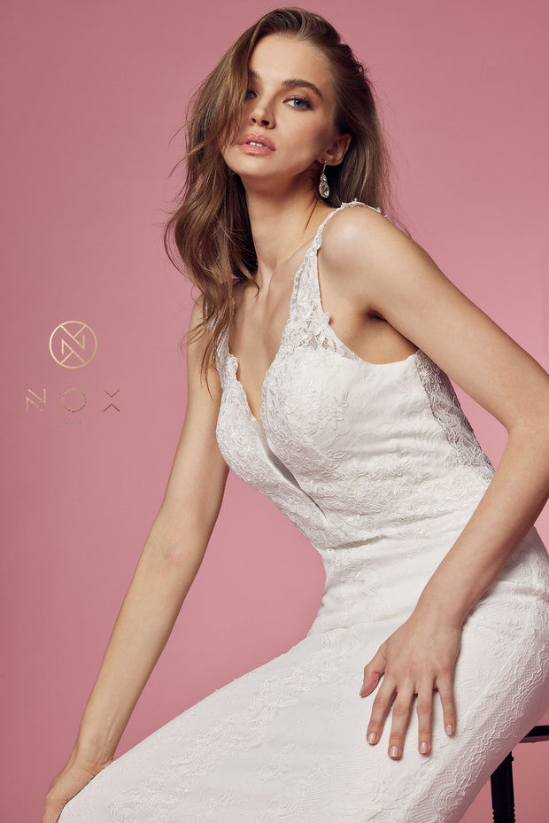 Floral Lace Mermaid Bridal Dress by Nox Anabel JS923