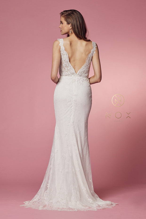 Floral Lace Mermaid Bridal Dress by Nox Anabel JS923