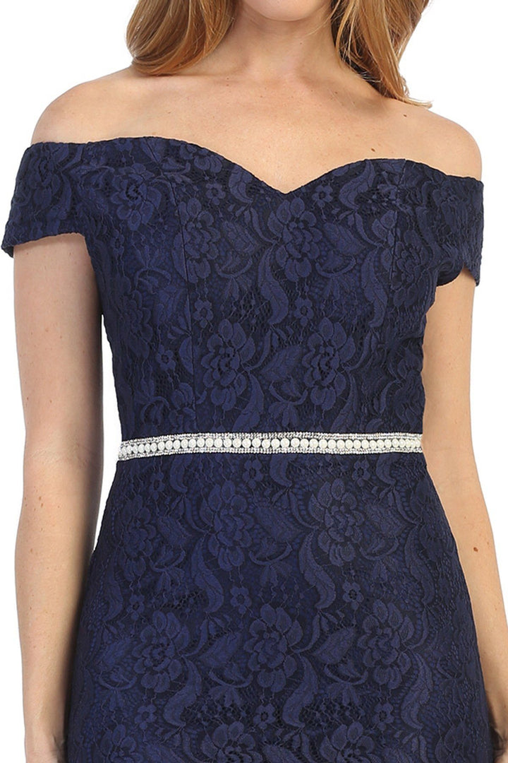 Floral Lace Short Off Shoulder Dress by Celavie 6333