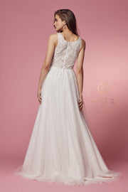 Floral Lace Sleeveless Wedding Dress by Nox Anabel JE920