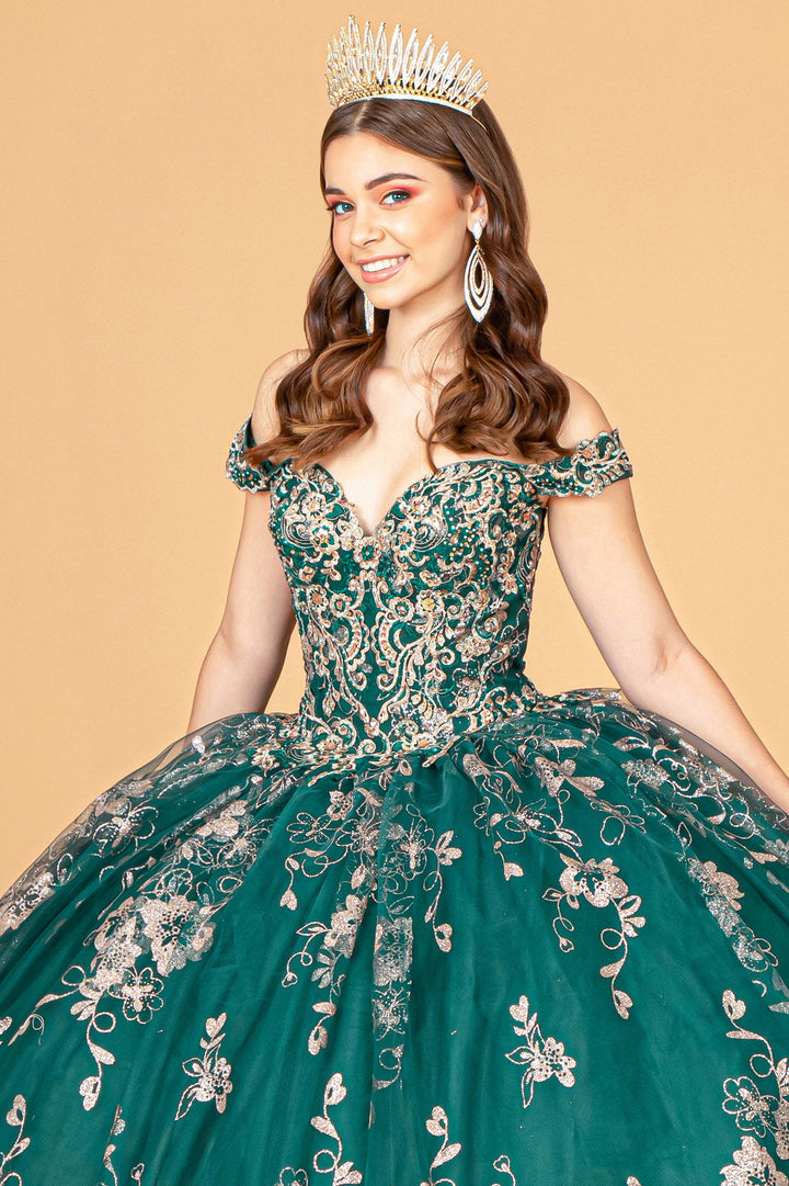 Floral Off Shoulder Ball Gown by Elizabeth K GL3074