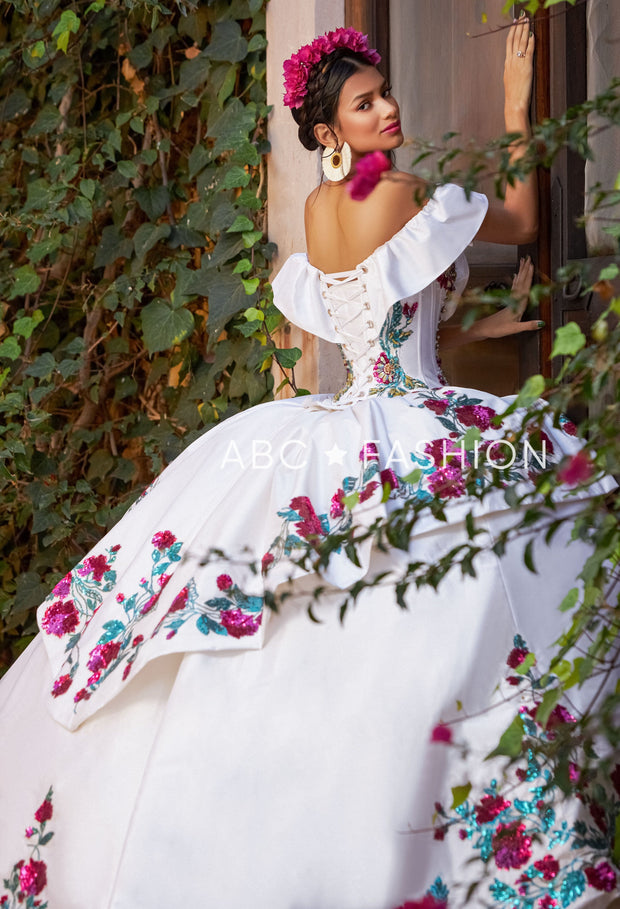 Floral Off Shoulder Quinceanera Dress by Ragazza M41-141