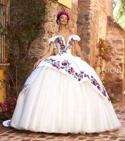 Floral Off Shoulder Quinceanera Dress by Ragazza M41-141
