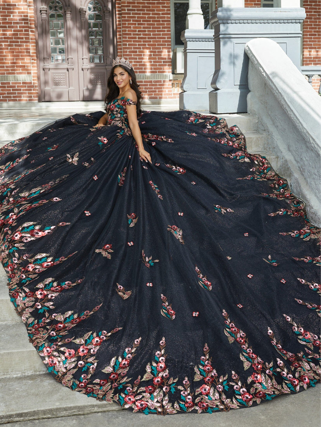 Floral Print Quinceanera Dress by House of Wu 26039