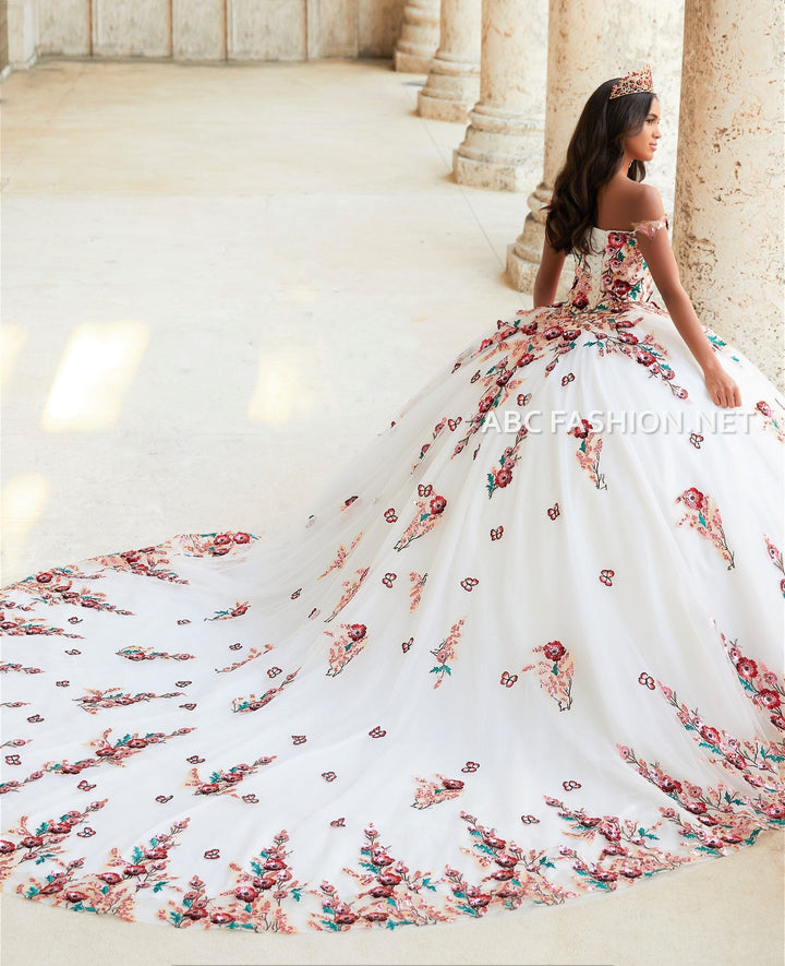 Floral Print Quinceanera Dress by House of Wu 26039