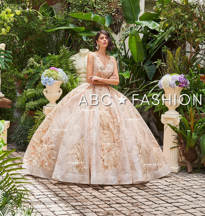 Floral Print V-Neck Quinceanera Dress by Ragazza Fashion DV32-532-Quinceanera Dresses-ABC Fashion