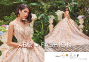 Floral Print V-Neck Quinceanera Dress by Ragazza Fashion DV32-532-Quinceanera Dresses-ABC Fashion