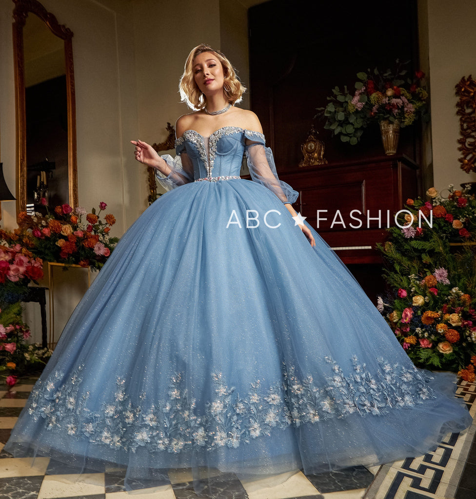 Floral Puff Sleeve Quinceanera Dress by Ragazza EV16 616 ABC Fashion