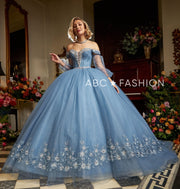 Floral Puff Sleeve Quinceanera Dress by Ragazza EV16-616
