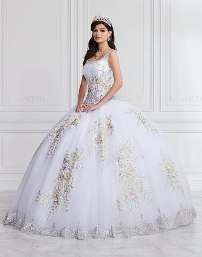 Floral Quinceanera Dress with Detachable Straps by LA Glitter 24067-Quinceanera Dresses-ABC Fashion