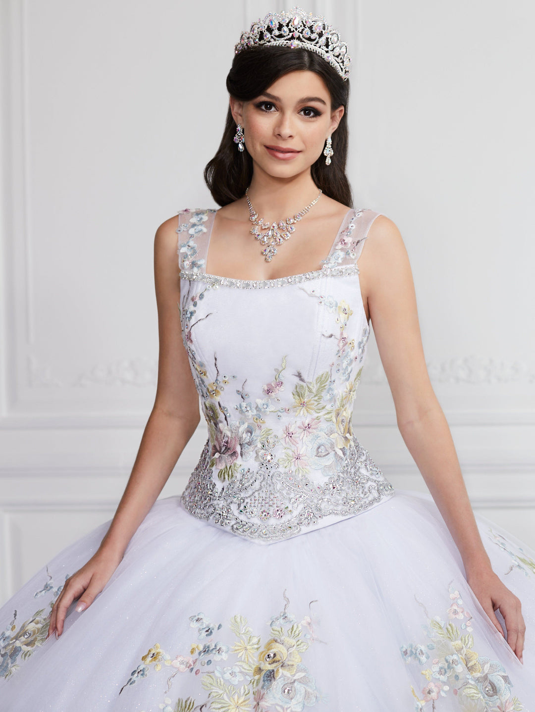 Floral Quinceanera Dress with Detachable Straps by LA Glitter 24067-Quinceanera Dresses-ABC Fashion