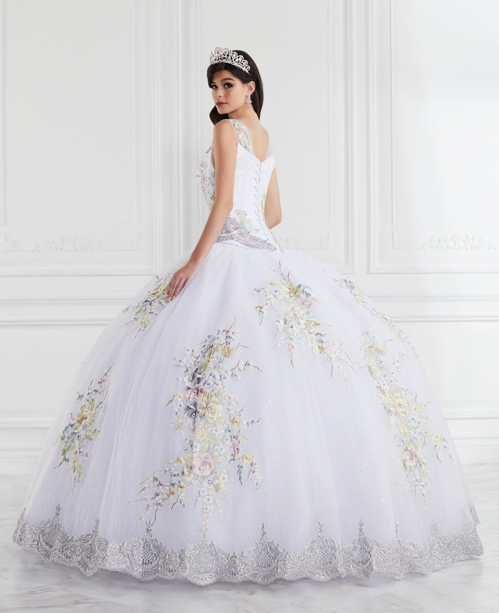 Floral Quinceanera Dress with Detachable Straps by LA Glitter 24067-Quinceanera Dresses-ABC Fashion