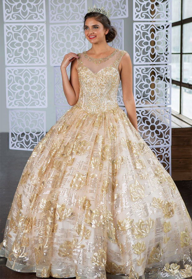 Floral Sequin Illusion Quinceanera Dress by Calla KY77239X-Quinceanera Dresses-ABC Fashion