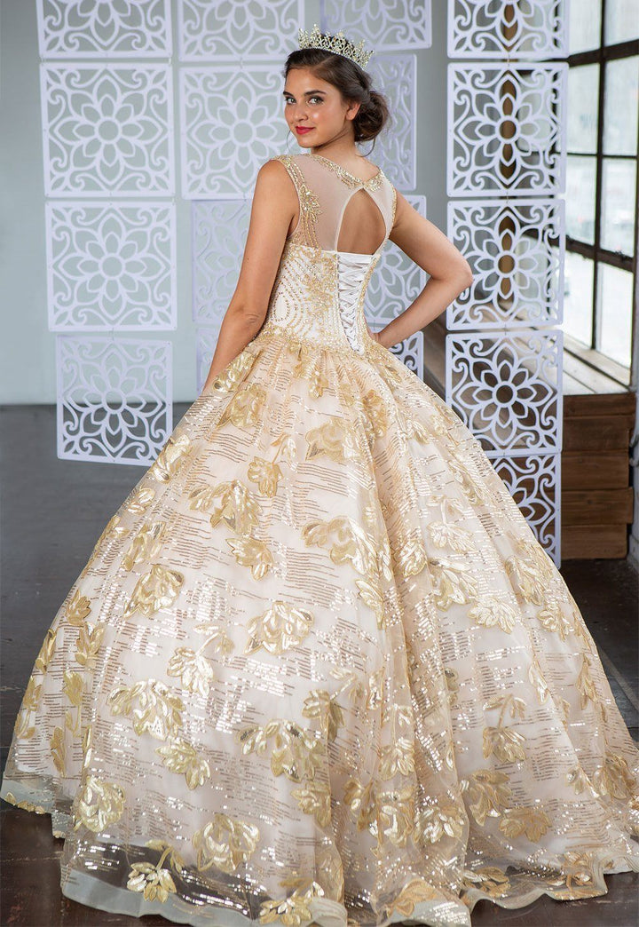 Floral Sequin Illusion Quinceanera Dress by Calla KY77239X-Quinceanera Dresses-ABC Fashion
