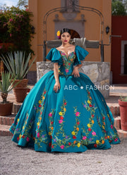 Floral Short Sleeve Quinceanera Dress by Ragazza MV43-143