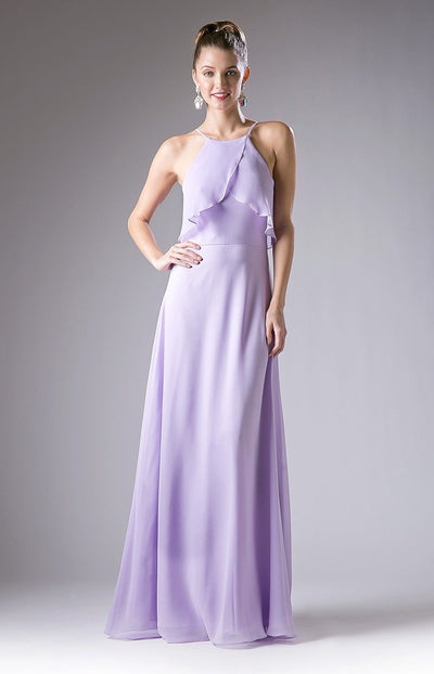 Flounce Evening Dress with Spaghetti Straps by Cinderella Divine CF129-Long Formal Dresses-ABC Fashion
