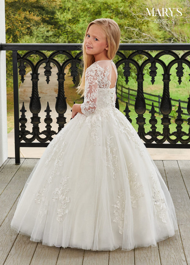 Girls 3/4 Sleeve Gown by Mary's Bridal MB9106