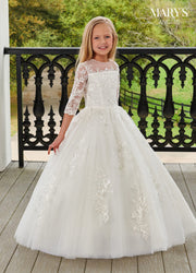 Girls 3/4 Sleeve Gown by Mary's Bridal MB9106