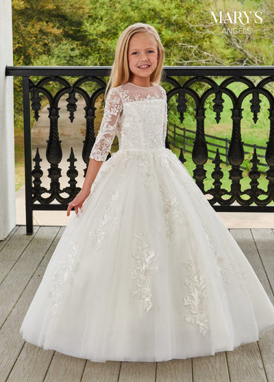 Girls 3/4 Sleeve Gown by Mary's Bridal MB9106