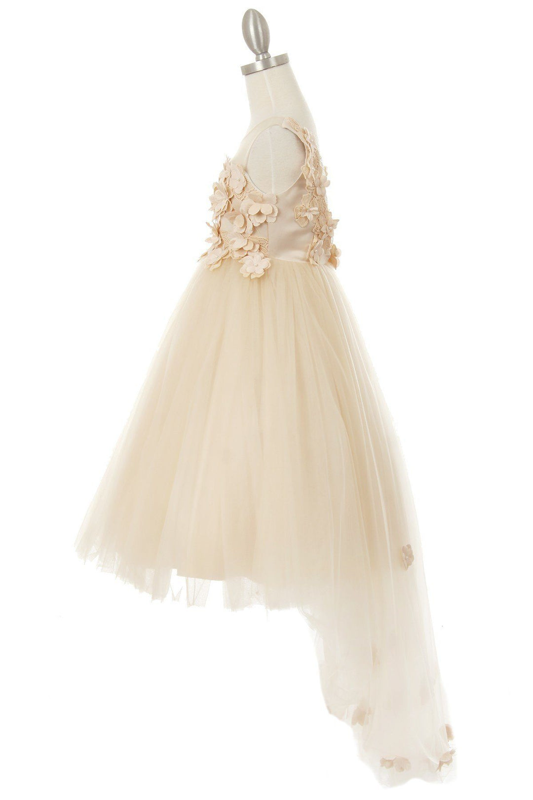 Girls 3D Applique High Low Dress by Cinderella Couture 5077