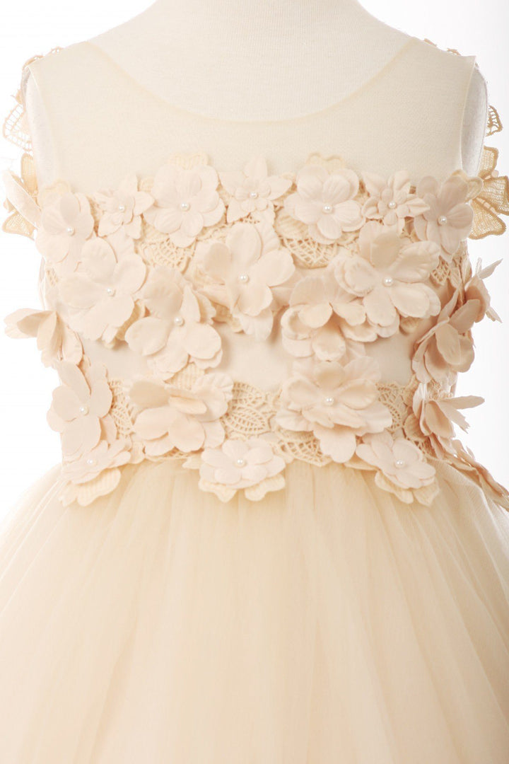 Girls 3D Applique High Low Dress by Cinderella Couture 5077