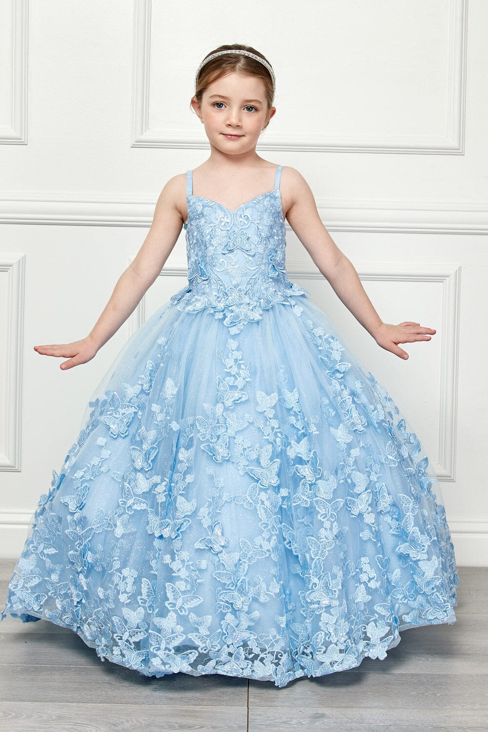 Girls 3D Butterfly Cape Ball Gown by Petite Adele PK1001 ABC Fashion