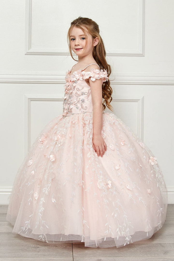 Girls 3D Floral Cloak Ball Gown by Petite Adele PK1004