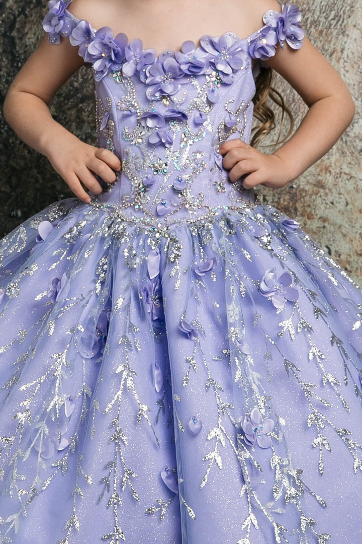 Girls 3D Floral Cloak Ball Gown by Petite Adele PK1004