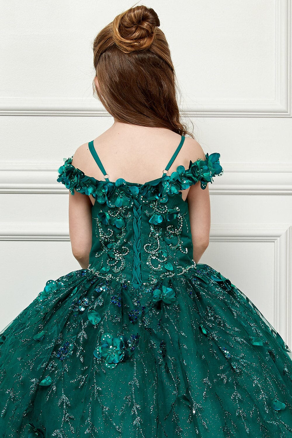 Girls 3D Floral Cloak Ball Gown by Petite Adele PK1004