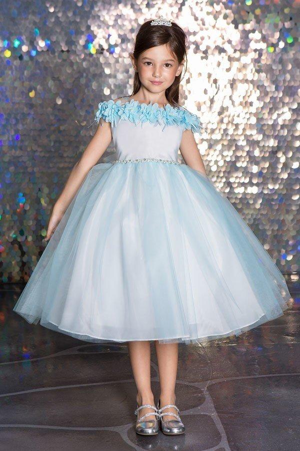Girls 3D Floral Cold Shoulder Dress by Calla D797 – ABC Fashion