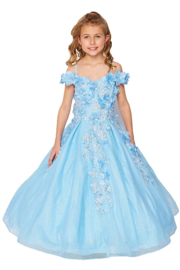 Girls 3D Floral Glitter Gown by Cinderella Couture 8020