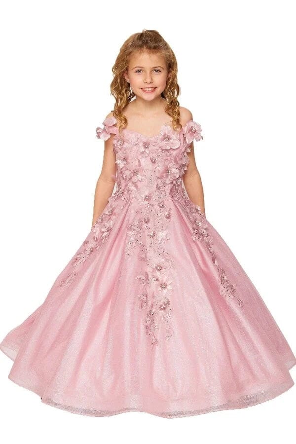 Girls 3D Floral Glitter Gown by Cinderella Couture 8020